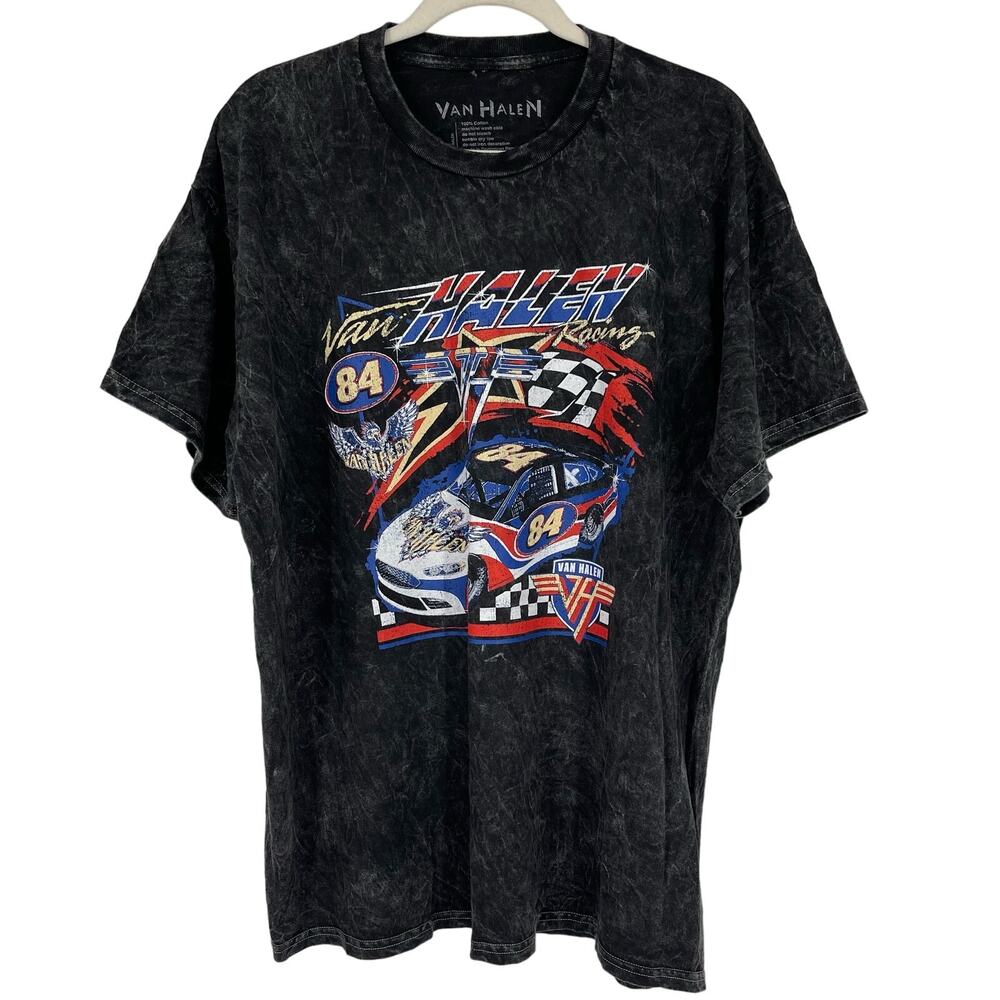 Officially Licensed Van Halen Racing T-Shirt 1984‎ Black Acid Wash XL NWOT